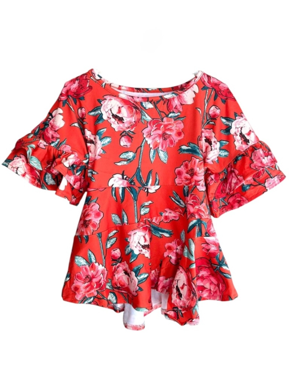 Mia Joy by Joyfolie Girls Ava Floral Dress Size 2T NWT Red Ruffle Sleeves